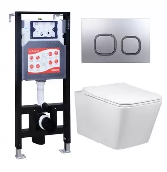 Комплект 3 в 1 инсталляция ESBANO FRAM + Унитаз Vincea Q-Line VT1-12 + кнопка хром матовая