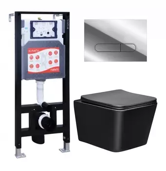 Комплект 3 в 1 инсталляция ESBANO FRAM + Унитаз Vincea Q-Line VT1-12MB + кнопка хром глянцевая