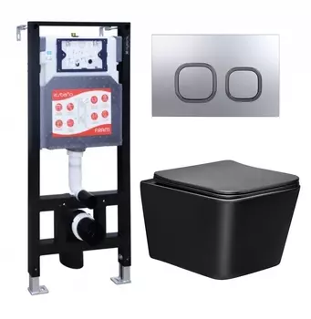 Комплект 3 в 1 инсталляция ESBANO FRAM + Унитаз Vincea Q-Line VT1-12MB + кнопка хром матовая