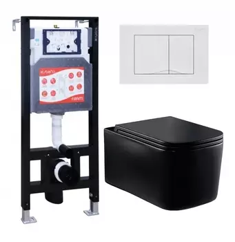 Комплект 3 в 1 инсталляция ESBANO FRAM + Унитаз Vincea Ultra Rimless VT1-32MB + кнопка белая глянцевая