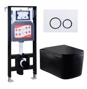 Комплект 3 в 1 инсталляция ESBANO FRAM + Унитаз Vincea Ultra Rimless VT1-32MB + кнопка белая глянцевая