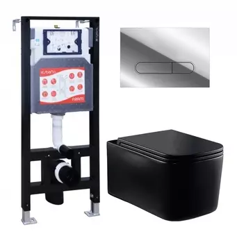 Комплект 3 в 1 инсталляция ESBANO FRAM + Унитаз Vincea Ultra Rimless VT1-32MB + кнопка хром глянцевая