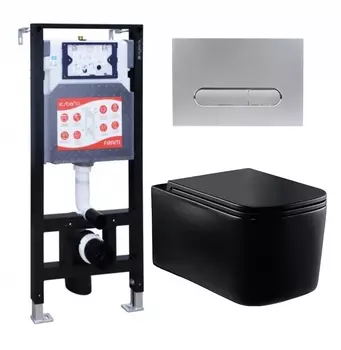 Комплект 3 в 1 инсталляция ESBANO FRAM + Унитаз Vincea Ultra Rimless VT1-32MB + кнопка хром матовая