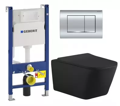 Комплект 3 в 1 инсталляция Geberit Duofix Delta30 458.163.21.1 + Унитаз подвесной Aquanet Tavr-W BW 287011 + кнопка хром