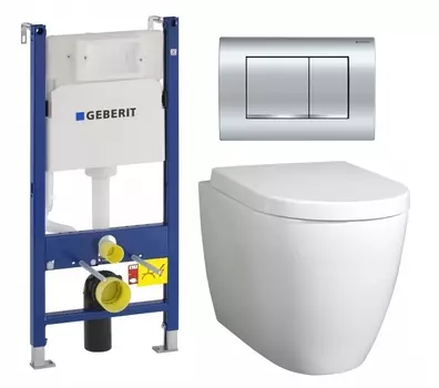 Комплект 3 в 1 инсталляция Geberit Duofix Delta30 458.163.21.1 + Унитаз подвесной BelBagno Marino + кнопка хром