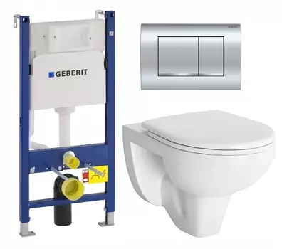 Комплект 3 в 1 инсталляция Geberit Duofix Delta30 458.163.21.1 + Унитаз подвесной Berges Wasserhaus Gamma 081105 + кнопка хром
