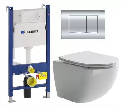 Комплект 3 в 1 инсталляция Geberit Duofix Delta30 458.163.21.1 + Унитаз подвесной Ceramica Nova Forma CN3009 + кнопка хром