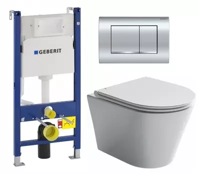 Комплект 3 в 1 инсталляция Geberit Duofix Delta30 458.163.21.1 + Унитаз подвесной Ceramica Nova Forma CN3011 + кнопка хром
