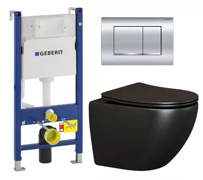 Комплект 3 в 1 инсталляция Geberit Duofix Delta30 458.163.21.1 + Унитаз подвесной Ceramica Nova Metropol CN4002MB + кнопка хром