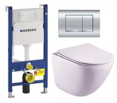 Комплект 3 в 1 инсталляция Geberit Duofix Delta30 458.163.21.1 + Унитаз подвесной Esbano Lotus ESUPLOTUW + кнопка хром