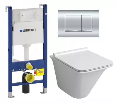 Комплект 3 в 1 инсталляция Geberit Duofix Delta30 458.163.21.1 + Унитаз подвесной Grossman GR-4413S + кнопка хром