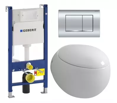 Комплект 3 в 1 инсталляция Geberit Duofix Delta30 458.163.21.1 + Унитаз подвесной Grossman GR-4442 + кнопка хром