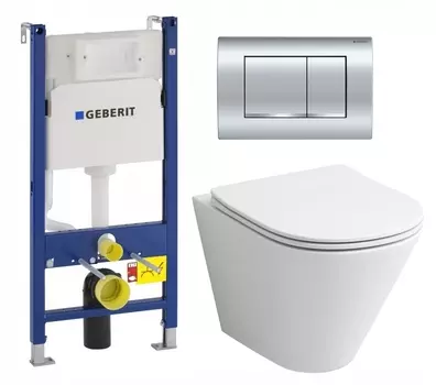 Комплект 3 в 1 инсталляция Geberit Duofix Delta30 458.163.21.1 + Унитаз подвесной Grossman GR-4477S + кнопка хром