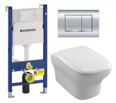 Комплект 3 в 1 инсталляция Geberit Duofix Delta30 458.163.21.1 + Унитаз подвесной Jacob Delafon Vox EDM102-00 + кнопка хром