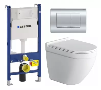 Комплект 3 в 1 инсталляция Geberit Duofix Delta30 458.163.21.1 + Унитаз подвесной Owl 1975 Cirkel-H + кнопка хром