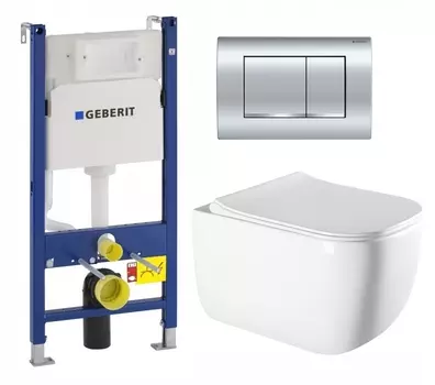 Комплект 3 в 1 инсталляция Geberit Duofix Delta30 458.163.21.1 + Унитаз подвесной Vincea Form VT1-35 + кнопка хром