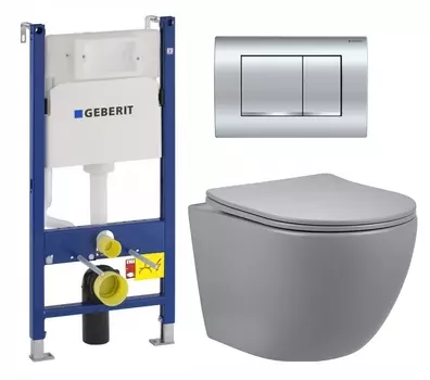 Комплект 3 в 1 инсталляция Geberit Duofix Delta30 458.163.21.1 + Унитаз подвесной Vincea Globo VT1-14SMG + кнопка хром