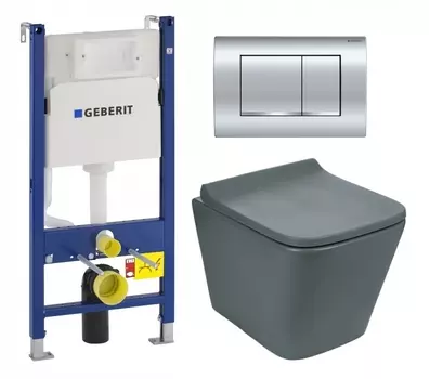 Комплект 3 в 1 инсталляция Geberit Duofix Delta30 458.163.21.1 + Унитаз подвесной Weltwasser WW SK Gelbach 041 MT-GR + кнопка хром