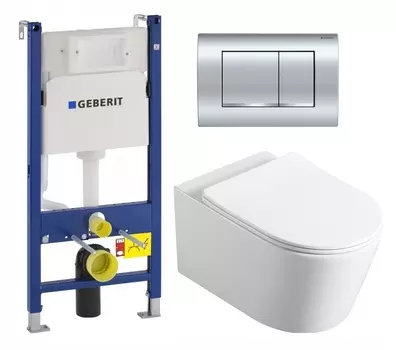 Комплект 3 в 1 инсталляция Geberit Duofix Delta30 458.163.21.1 + Унитаз Vincea Cute VT1-24 + кнопка хром