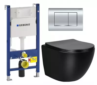 Комплект 3 в 1 инсталляция Geberit Duofix Delta30 458.163.21.1 + Унитаз Vincea Globo VT1-14SMB + кнопка хром