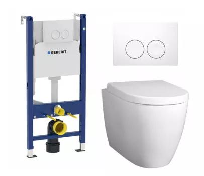 Комплект 3 в 1 инсталляция Geberit Duofix Delta + Унитаз подвесной BelBagno Marino + кнопка белая