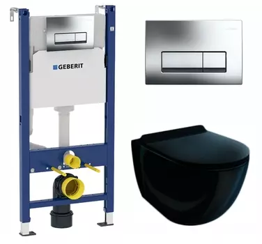 Комплект 3 в 1 инсталляция Geberit Duofix Delta + Унитаз подвесной Esbano Garcia ESUPGARCB + кнопка хром