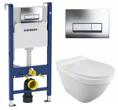 Комплект 3 в 1 инсталляция Geberit Duofix Delta + Унитаз подвесной Iddis Cloud CLORDSEi25 + кнопка хром