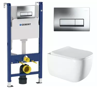 Комплект 3 в 1 инсталляция Geberit Duofix Delta + Унитаз подвесной Vincea Form VT1-35 + кнопка хром