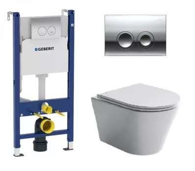 Комплект 3 в 1 инсталляция Geberit Duofix + Подвесной унитаз Ceramica Nova Forma CN3011 + кнопка хром Delta21