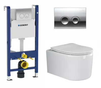 Комплект 3 в 1 инсталляция Geberit Duofix + Подвесной унитаз Ceramica Nova Moments + кнопка хром Delta21
