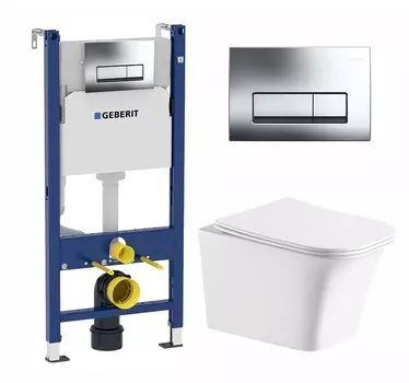 Комплект 3 в 1 инсталляция Geberit Duofix + Подвесной унитаз CeruttiSpa Arno Aria CT7839 + кнопка хром