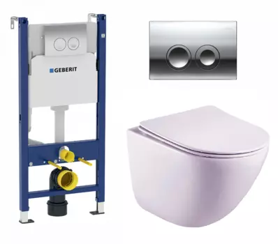 Комплект 3 в 1 инсталляция Geberit Duofix + Подвесной унитаз Esbano Lotus + кнопка хром Delta21
