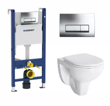 Комплект 3 в 1 инсталляция Geberit Duofix + унитаз Berges Wasserhaus Gamma + кнопка хром Delta51