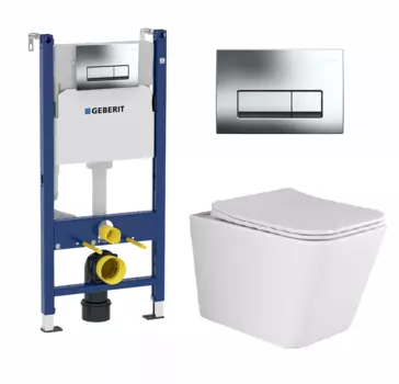 Комплект 3 в 1 инсталляция Geberit Duofix + унитаз Ceramica Nova Metric Rimless + кнопка хром Delta51