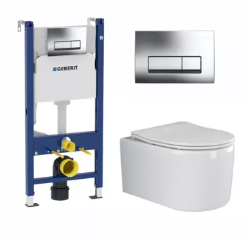 Комплект 3 в 1 инсталляция Geberit Duofix + унитаз Ceramica Nova Moments + кнопка хром Delta51