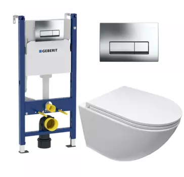 Комплект 3 в 1 инсталляция Geberit Duofix + унитаз Cerutti Spa Sella aria CT9529 Tornado + кнопка хром Delta51