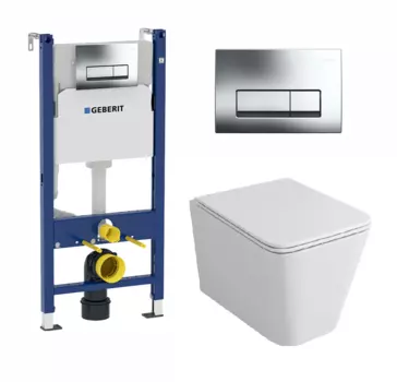Комплект 3 в 1 инсталляция Geberit Duofix + унитаз Owl 1975 Ruta-H OWLT190401 + кнопка хром Delta51