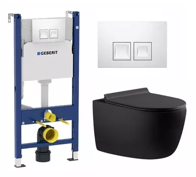 Комплект 3 в 1 инсталляция Geberit Duofix + Унитаз подвесной Aquanet Cetus 287008 + кнопка белая