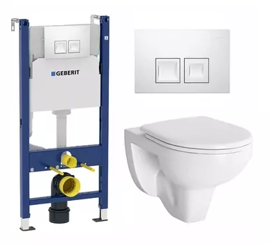 Комплект 3 в 1 инсталляция Geberit Duofix + Унитаз подвесной Berges Wasserhaus Gamma 081105 + кнопка белая