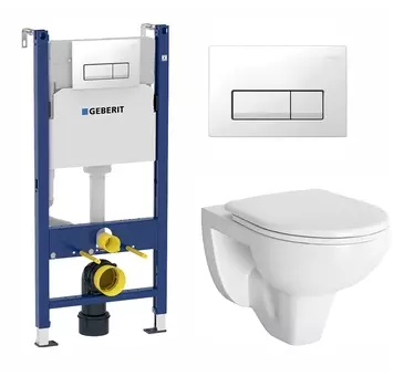Комплект 3 в 1 инсталляция Geberit Duofix + Унитаз подвесной Berges Wasserhaus Gamma 081105 + кнопка белая