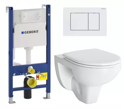 Комплект 3 в 1 инсталляция Geberit Duofix + Унитаз подвесной Berges Wasserhaus Gamma 081105 + кнопка белая