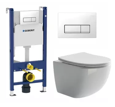 Комплект 3 в 1 инсталляция Geberit Duofix + Унитаз подвесной Ceramica Nova Forma CN3009 + кнопка белая