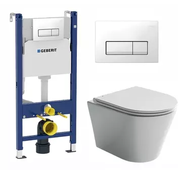 Комплект 3 в 1 инсталляция Geberit Duofix + Унитаз подвесной Ceramica Nova Forma CN3011 + кнопка белая