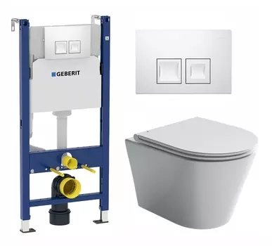 Комплект 3 в 1 инсталляция Geberit Duofix + Унитаз подвесной Ceramica Nova Forma CN3011 + кнопка белая