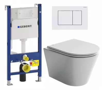 Комплект 3 в 1 инсталляция Geberit Duofix + Унитаз подвесной Ceramica Nova Forma CN3011 + кнопка белая