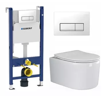 Комплект 3 в 1 инсталляция Geberit Duofix + Унитаз подвесной Ceramica Nova Moments CN3003 + кнопка белая