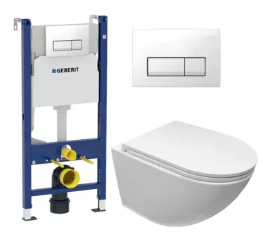 Комплект 3 в 1 инсталляция Geberit Duofix + Унитаз подвесной Cerutti Spa Sella aria CT9529 Tornado + кнопка белая