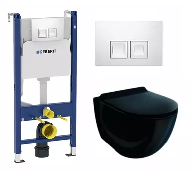 Комплект 3 в 1 инсталляция Geberit Duofix + Унитаз подвесной Esbano Garcia ESUPGARCB + кнопка белая