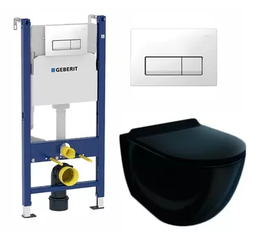 Комплект 3 в 1 инсталляция Geberit Duofix + Унитаз подвесной Esbano Garcia ESUPGARCB + кнопка белая