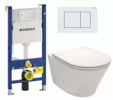 Комплект 3 в 1 инсталляция Geberit Duofix + Унитаз подвесной Jacob Delafon Rodin+ EDY102-00 + кнопка белая